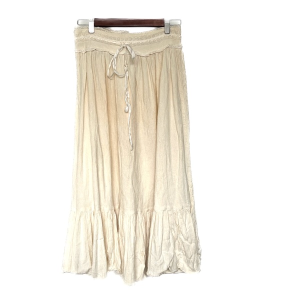 Cowboy Skirt LE Gang Montreal 70s Midi Length Cotton Ruffle Full Ruffle Vtg 11 - Picture 2 of 7